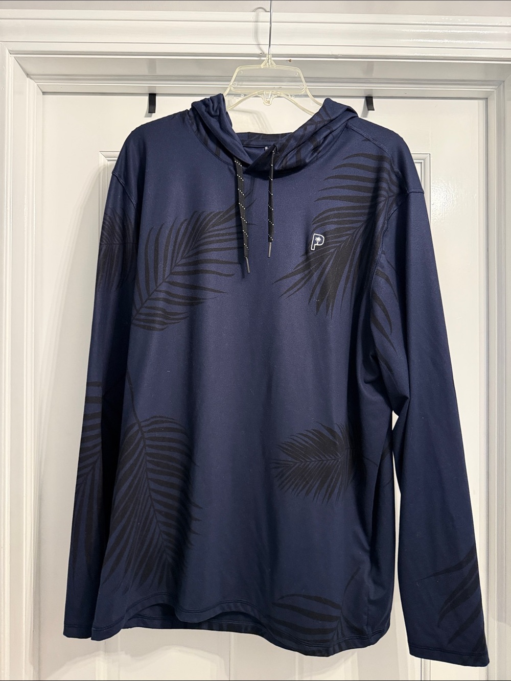 Puma Navy Hoodie with Black Palm Print size large